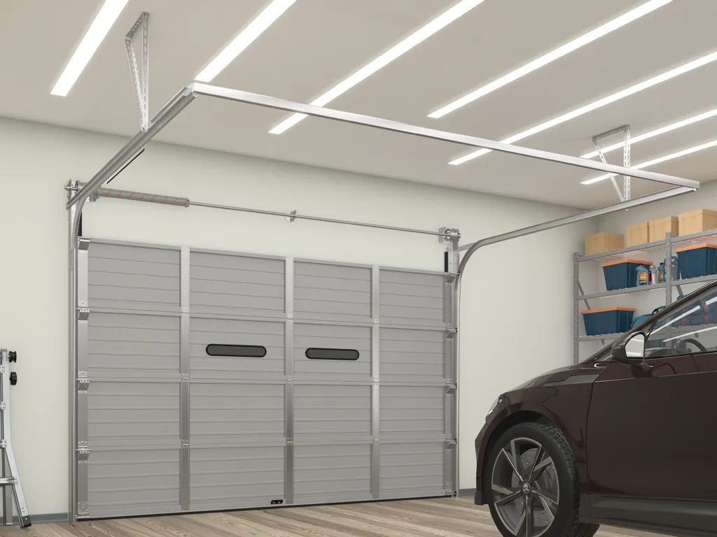 Sectional garage sectional doors made of single-layer panels with torsion mechanism RSD02-SLP by DoorHan - view 2